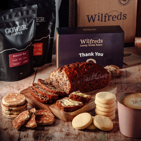 Welsh Coffee Gift Set – Luxury Hamper with Gower Coffee, Bara Brith Loaf, Welsh Cakes & Shortbread