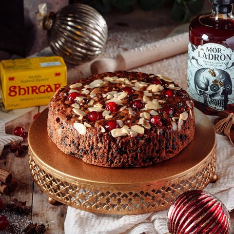 Welsh Honey Rum Christmas Cake with Cherries & Almonds